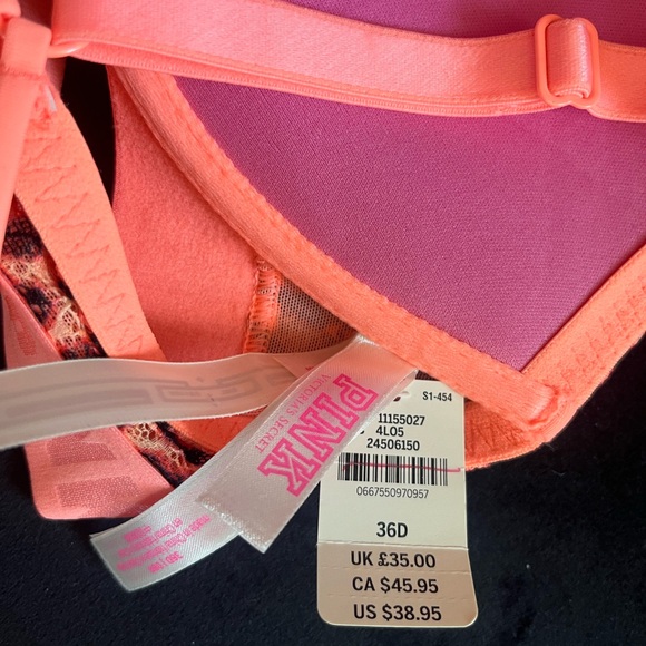 BNWT PINK Victoria’s Secret Bra padded cheetah 🧡 - Picture 5 of 5